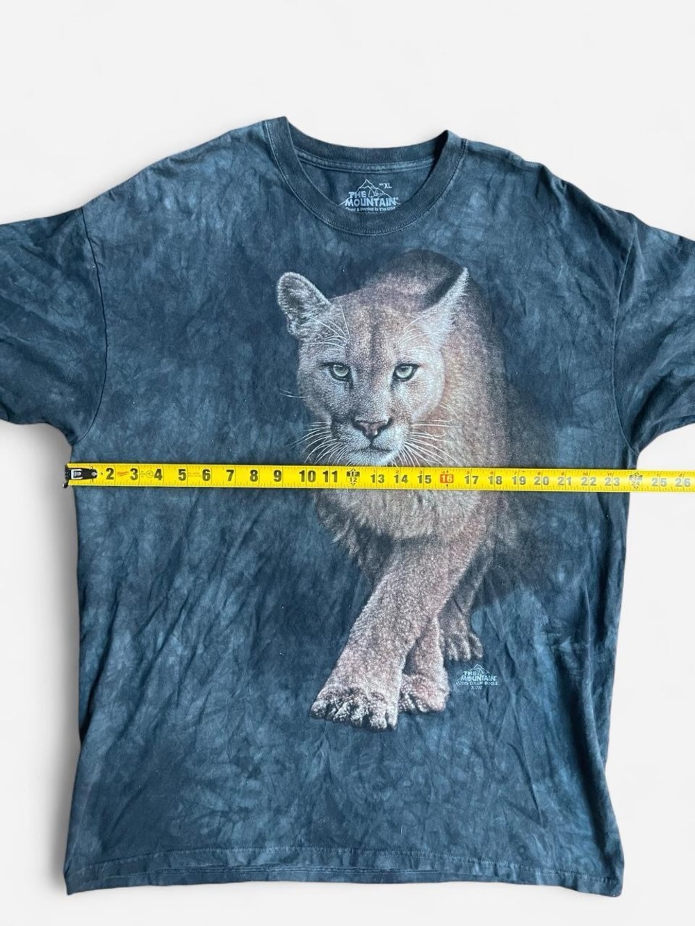 The Mountain Cougar Puma Black Tie Dye T-Shirt Lion Print USA Cotton XL - Picture 6 of 7